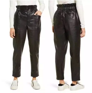 Madewell Paperbag-Hose schwarz Kunstleder hoher Bund Größe 4 - Bild 1 von 11