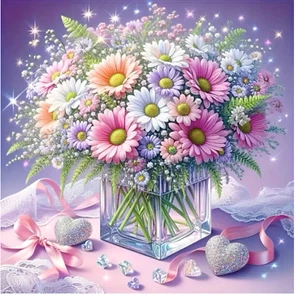 Strahlende Blumenpracht 5D Kreatives Diamond Painting Set 20x20 cm, ohne Rahmen - Bild 1 von 9