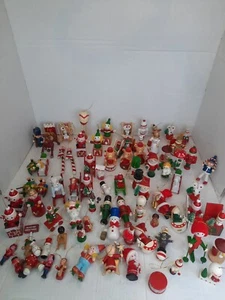 Lot Of 80 Plus Vintage Wooden Christmas Ornaments Hand painted Crafts Or Decor - Picture 1 of 10
