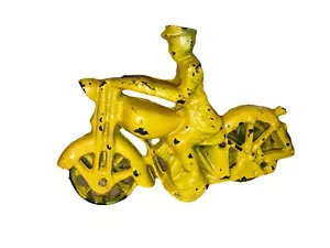 Vintage schweres Gusseisen Polizei Patrouille Motorrad Spielzeug mit Stempelmarke - Bild 1 von 6