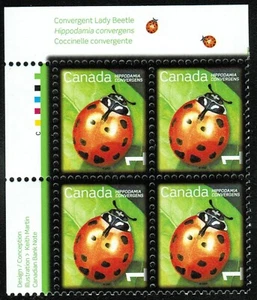 Canada sc#2234 Beneficial Insects: Convergent Lady Beetle, UL Impr Block Mint-NH - Picture 1 of 2