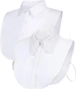 2 Pieces Faux Collar Detachable Dickey Collar Half Blouse False Collar for Women - Picture 1 of 12