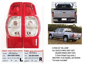 Pair of RED/CLEAR Len Tail Light Lamp for ISUZU D-MAX DMAX HOLDEN RODERO 2007-11