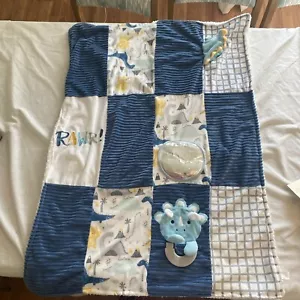 Tappetino Gioco Bambino Moderno Coperta Attività Dinosauri Blu Bianco Sherpa "Rawr "40"x30" - Foto 1 di 5