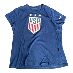 Nike Tee Shirt Youth Large Shield USA Swoosh Logo Short Sleeve Blue Boys - Picture 1 of 3