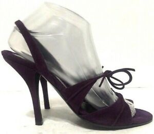 Casadei Slingback Strappy High Heel Sandals Open Toe Purple Suede Womens Sz 8.5B