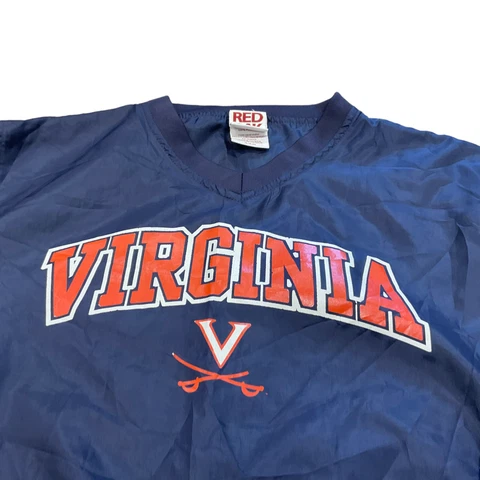 University of Virginia V-Neck Windbreaker Jacket Red Oak Sportswear Mens S Navy Cover