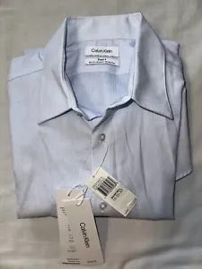 Calvin Klein Men's Button Down Shirt Light Blue Steel+ Slim Stretch 16 32/33 L - Picture 1 of 7