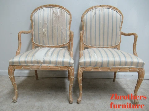 2 Century Furniture Fish Scales Carved Dining Room Arm Chairs Italian Regency Cover