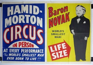 Vintage 1940 WORLD'S SMALLEST MAN 42x28 CIRCUS FREAK SIDESHOW Poster FREE SHIP - Picture 1 of 3