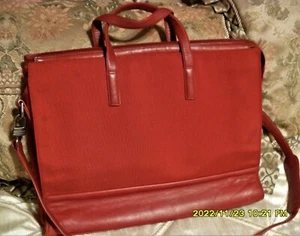 TUMI ROT CANVAS LEDERBESATZ LAPATOP TASCHE CROSSBODY TASCHE CARRY ONN REISETASCHE - Bild 1 von 16