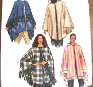 Poncho Sewing Pattern Variations Hooded Butterick 3975 Womens Size XS-M Uncut - Picture 1 of 6