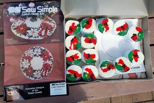 New Sew Simple Poinsettias Rug or Tree Skirt 33" Round Latch Hook Rug Kit #J110 - Picture 1 of 1