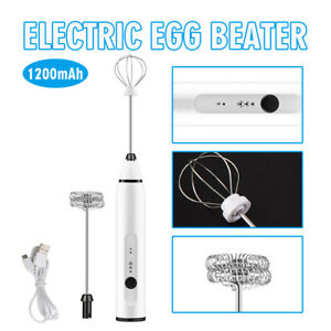 3 Speeds Electric Milk Frother Dual Whisk Mixer Egg Beater USB Rechargeable Tool