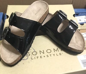 Sonoma ”Oasis”  Women’s Buckle Slide Sandals - 7.5 M - Black Patent - $ 49.99 - Picture 1 of 4