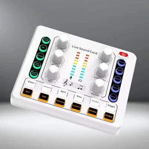 M8 Sound Card Live Streaming  Interface External USB Live Broadcast Mic WhiteJp - Afbeelding 1 van 12