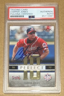 2007 Fleer Chipper Jones Perfect 10 Auto Autograph Signed Card PSA COA HOF - Image 1 of 2