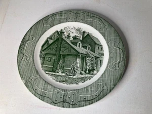VINTAGE THE OLD CURIOSITY SHOP GREEN TRANSFERWARE 10" Dinner Plate Made in USA - Picture 1 of 2