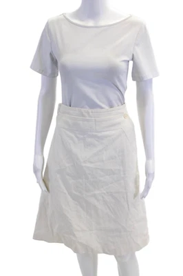 Piazza Sempione Womens Slip-On Buttoned Skirt White Size L - Image 1 of 4