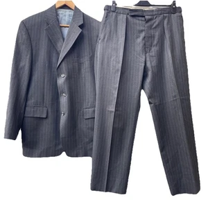 HACKETT Tuta Uomo 100% Lana Monopetto Grigio con Spilla Blu Righe Taglia 42R - Foto 1 di 21