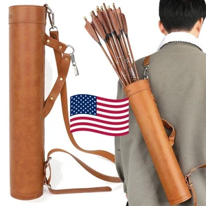 Traditional Back Quiver Bow Arrow Holder Hip Bag Leather Handmade Archery Gift - Picture 1 of 10