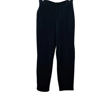 KAREN SCOTT M Black Velvet Pants Pull On Straight Leg Relaxed Flowy Artsy Boho - Picture 1 of 5