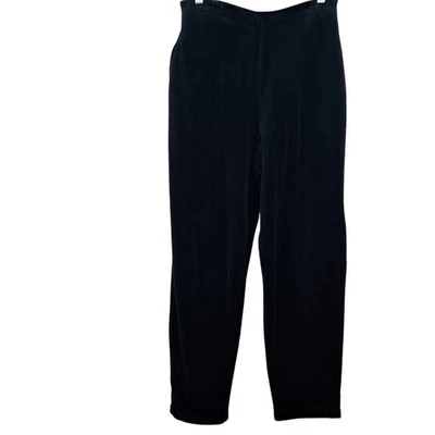 KAREN SCOTT M Black Velvet Pants Pull On Straight Leg Relaxed Flowy Artsy Boho - Image 1 of 4