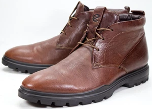 ECCO TRAY TECH Chukka Boots Mens EU 43 US 9-9.5 Brown Leather Three Eye Lace Up - Picture 1 of 13