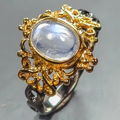 Уникальное кольцо с натуральным лунным камнем кольцо из стерлингового серебра 925 пробы размер 5,5/R442656 - Изображение 1 из 4