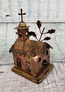 Vintage Berkeley Metal Copper Wind Up Church Music Box Plays Amazing Grace 6.5" - Picture 1 of 18