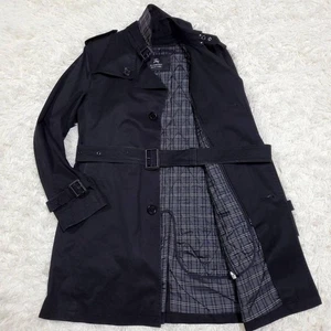 Burberry Black Label Trench Coat Black Padded Liner Nova Check Size M Stylish - Picture 1 of 24