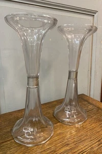 VINTAGE PAIR 12”1/4 GLASS SODA FOUNTAIN SHELF SUPPORTS STORE DISPLAY HAT STAND - Picture 1 of 5