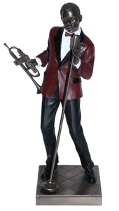 Deco Figura Jazz Músico Cantante H 29 CM Banda Decorativa Con Trompeta - Imagen 1 de 5