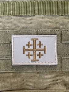 Croce di Gerusalemme Crociato Tan Templare Cavaliere Gancio Anello Patch Infedele Bronzo - Foto 1 di 2