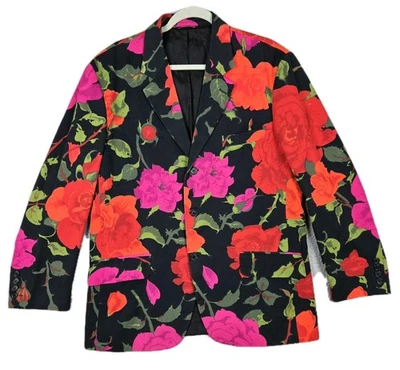 Moschino Cotton Blazer Colorful Roses 3 Button Vented Size 52/42R Classic Fit - Image 1 of 4
