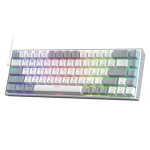 65% Wired RGB Gaming Keyboard, 68 Keys, Hot-Swap, Quiet Red Switch, Arrow Keys - Picture 1 of 7