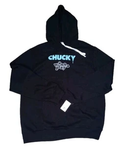 Chucky Horror Movie Halloween Wanna Play Men's XXL Black Hoodie New w/tags - Picture 1 of 5