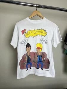 Vintage 90’s Beavis & Butthead Weed T Shirt Adult Medium White Funny - Picture 1 of 9