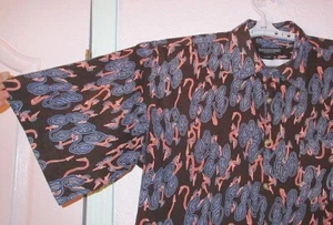 Vintage J PETERMAN Button Up Size XL SHIRT Psychedelic SHORT SLEEVES Cotton - Picture 1 of 9