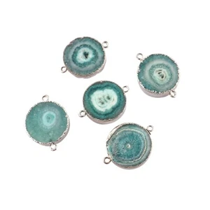 Natural Green Solar Quartz DIY Connector Brass Jewelry Double Loop Connectors - Picture 1 of 4