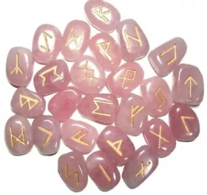 Juego de piedras preciosas curativas de curación runa de cuarzo rosa 25 piezas - Imagen 1 de 3