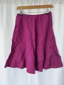 Benetton Pink Linen Blend A-Line Knee Length Skirt Size M - Picture 1 of 8