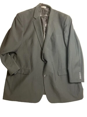 Geoffrey Beene 男式 54L 西装夹克外套黑色针条纹单通风 — 第 1/4 张图片