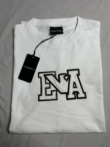 T-shirt uomo Emporio Armani grande logo cotone maniche corte collo a vite bianca - Foto 1 di 5