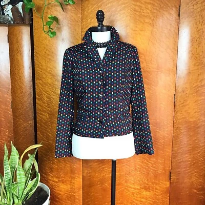 Jaqueta CONFETTI BLACK SILK 80’s Vintage anos 80 Robert Leonard para I. Magnin P - Imagem 1 de 4