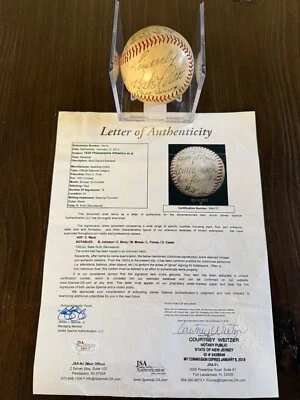 1938 Philadelphia Athletics Connie Mack - Sinclair Babe Ruth Signed Baseball JSA - Image 1 of 4