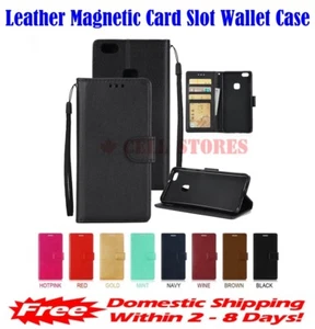 Leather Magnetic Card Slot Wallet Flip Cover Stand Case for Huawei P20 - Bild 1 von 13