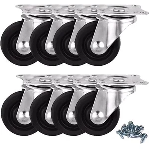 8 Pack 1 Inch Diameter Swivel Single Wheel Rubber Caster Wheels for Furnitures - Picture 1 of 7
