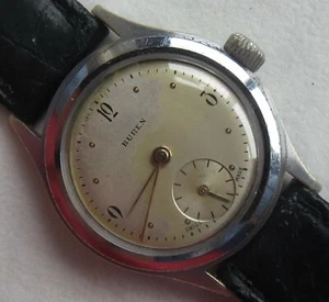 Buren military wristwatch nickel chromiun case screw back load manual - Picture 1 of 12