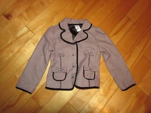 Girls Size 5 Plaid Gymboree Vintage Blazer Lined Jacket Plaid Burgundy Black Bei - Picture 1 of 5